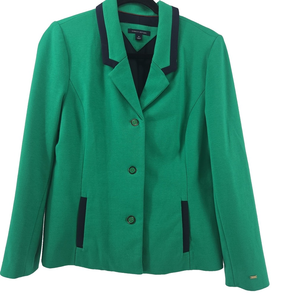 Tommy Hilfiger Women's Medium Green Knit Blazer Jacket
